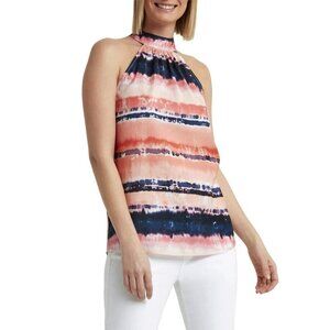 NWT H HALSTON Women's Halter Neck Lava Blossom Printed Blouse Top